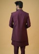 Designer Embroidered Nehru Jacket Set In Wine Color